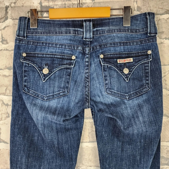 Hudson Boot Cut Dark Wash Jeans Back Flap Pocket Size 28 Made in USA - Picture 8 of 16